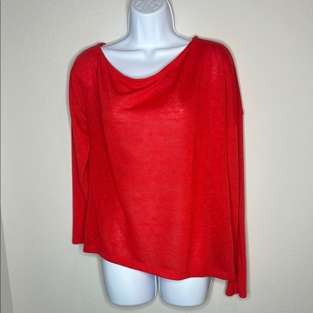 Sanctuary Asymmetrical Red Long Sleeve Blouse